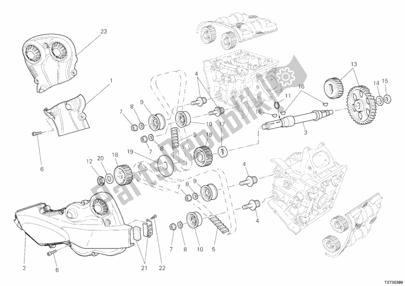 Alle onderdelen voor de Distributieriem van de Ducati Multistrada 1200 ABS USA 2010